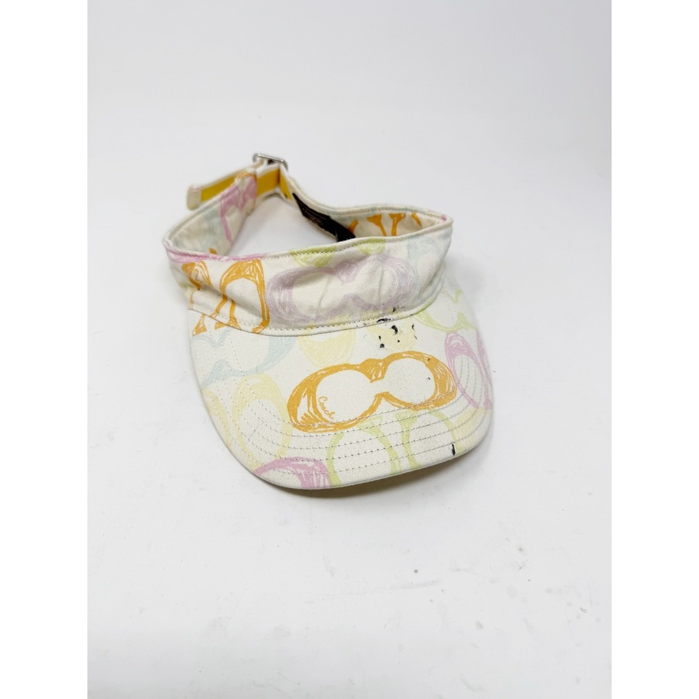 Coach Womens Signature C Logo Cotton Sun Visor Hat Multicolor Size M/L